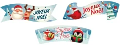 Banderole Joyeux Noel en azyme (x 24) Père Noël et son Renne Florensuc