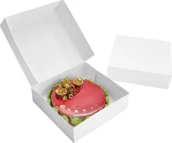 Boîte à savarin carrée blanche hauteur 10 cm 18 x 18 cm (x 10)
