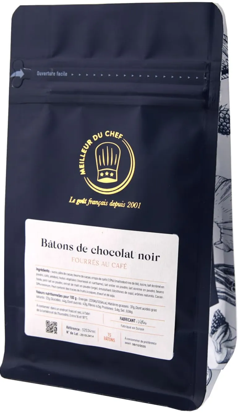 Bâtons de chocolat noir 50% fourré café 15 bâtons Occasion Villars