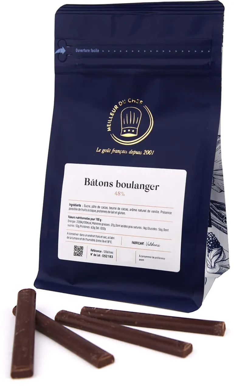 Bâtons de chocolat 48% pour pain au chocolat 166 g (x 30) Valrhona