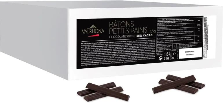 Bâtons de chocolat 55% pour pain au chocolat 1,6 kg (290 bâtons) Valrhona