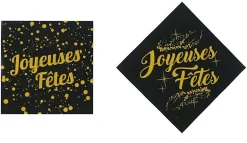 Carrés Joyeuses Fêtes (x 24) décoration de bûche 4 x 4 cm