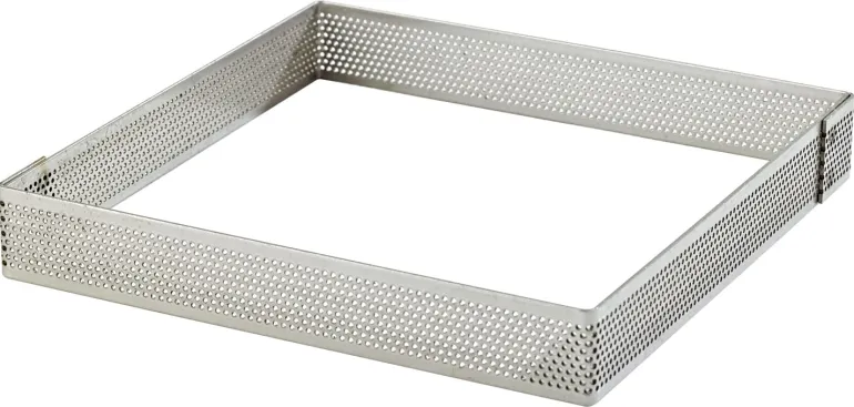 Carré à tarte perforé inox ht 2 cm 16 x 16 cm Mallard Ferrière