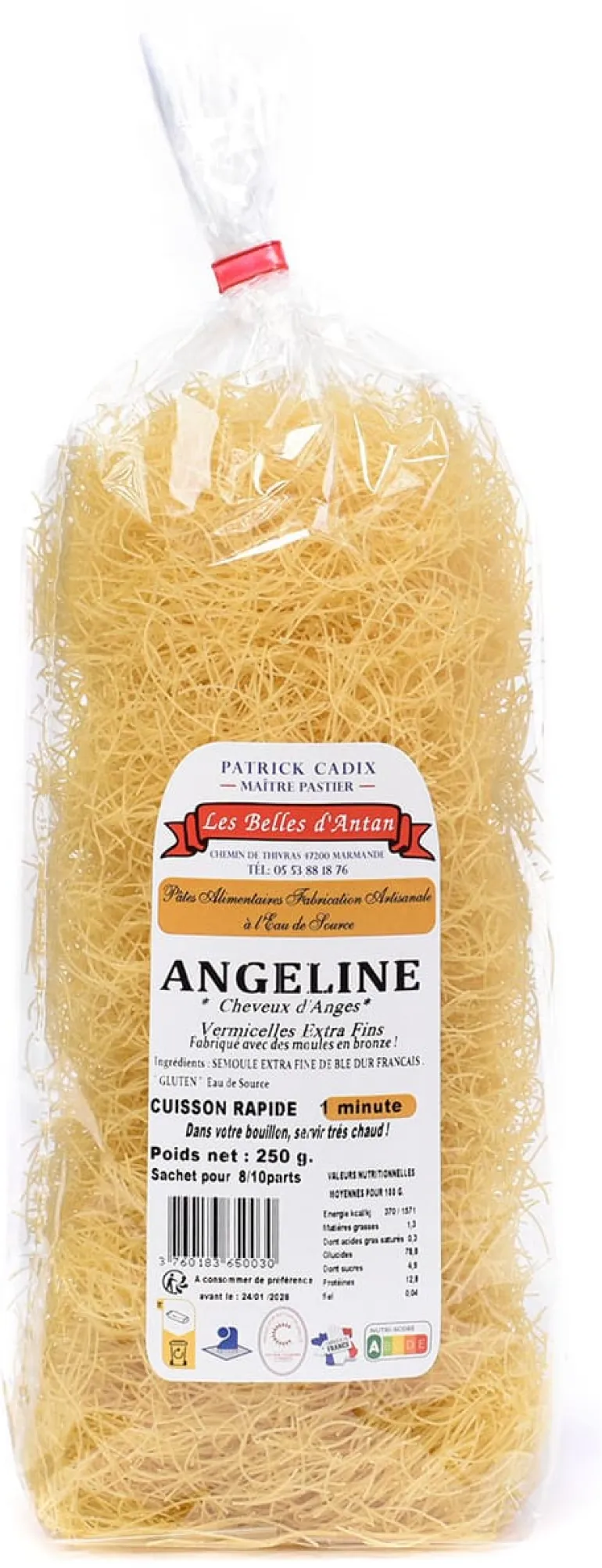 Cheveux d'ange, vermicelle extra fin Angeline 250 g Les Belles D'Antan