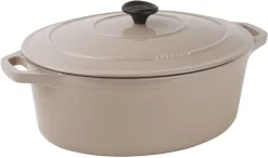 Cocotte ovale en fonte champignon 31 x 26 cm Le Chasseur
