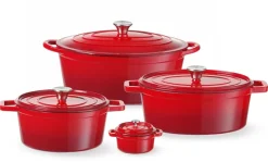 Cocotte ovale en fonte rouge 36,5 x 29 cm Hendi
