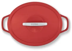 Cocotte ovale Plume rouge orangé 31 cm Beka