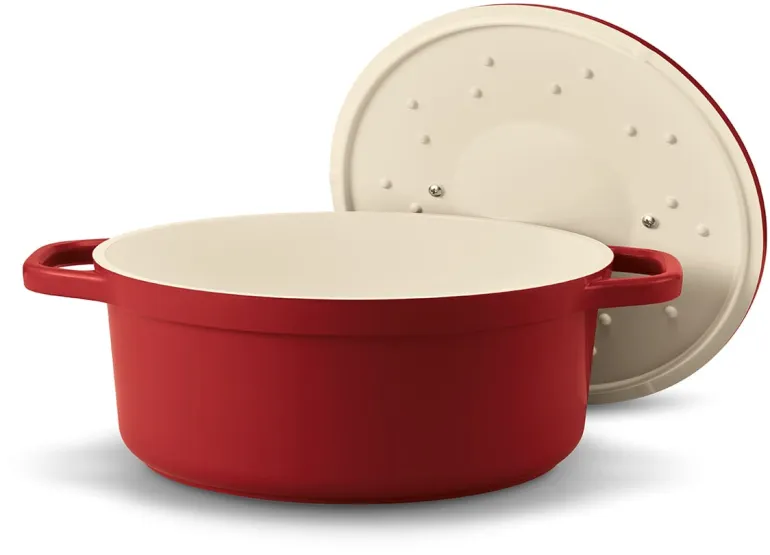 Cocotte ovale Plume rouge orangé 31 cm Beka