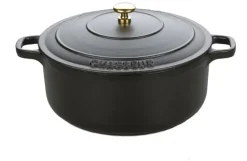 Cocotte ronde en fonte noire Ø 32 cm Le Chasseur