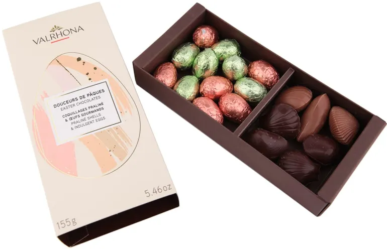 Coffret Douceurs chocolat noir et lait 155 g DDM dépassée Valrhona