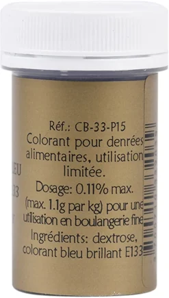 Colorant alimentaire en poudre bleu brillant 10 g Selectarôme