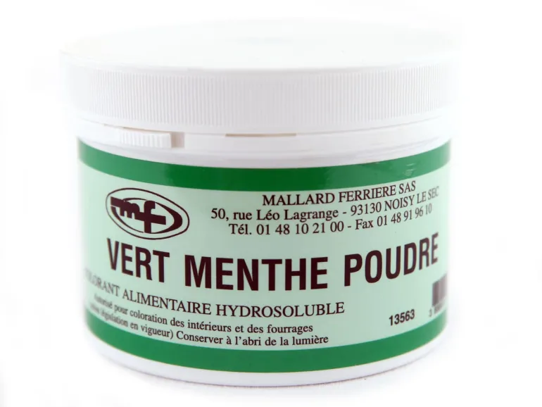 Colorant alimentaire en poudre vert menthe 100 g Mallard Ferrière