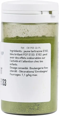 Colorant alimentaire en poudre vert pistache E102/E133 25 g Selectarôme