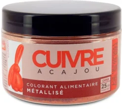 Colorant alimentaire métallisé cuivre acajou poudre liposoluble 25 g Déco Relief