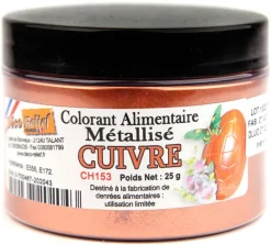 Colorant alimentaire métallisé Cuivre poudre liposoluble 25 g Déco Relief