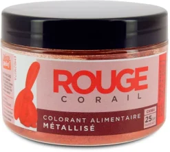 Colorant alimentaire métallisé rouge corail poudre liposoluble 25 g Déco Relief