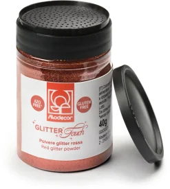 Colorant alimentaire rouge scintillant Poudre de surface 40 g Modécor
