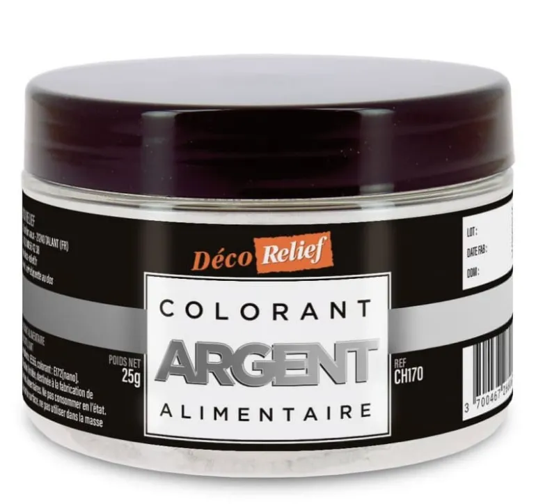 Colorant en poudre de surface Argent scintillant 25 g Déco Relief