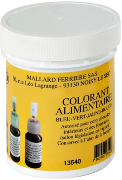4 colorants alimentaires hydrosoluble Mallard Ferrière