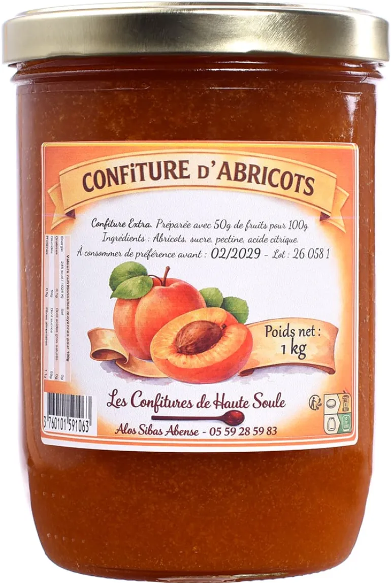 Confiture d'abricot 1 kg Confitures de Haute Soule