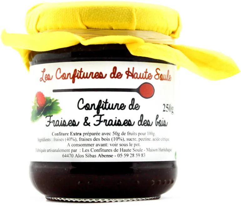 Confiture de fraise et fraise des bois 250 g Confitures de Haute Soule