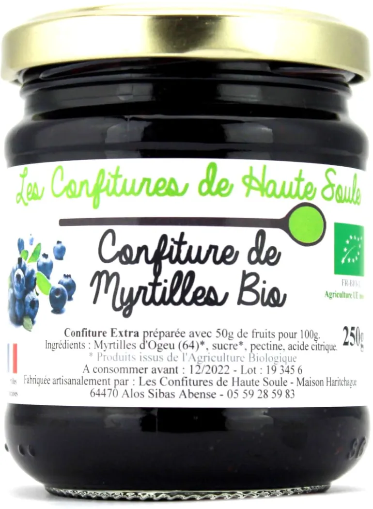 Confiture de myrtille Bio 250 g Confitures de Haute Soule