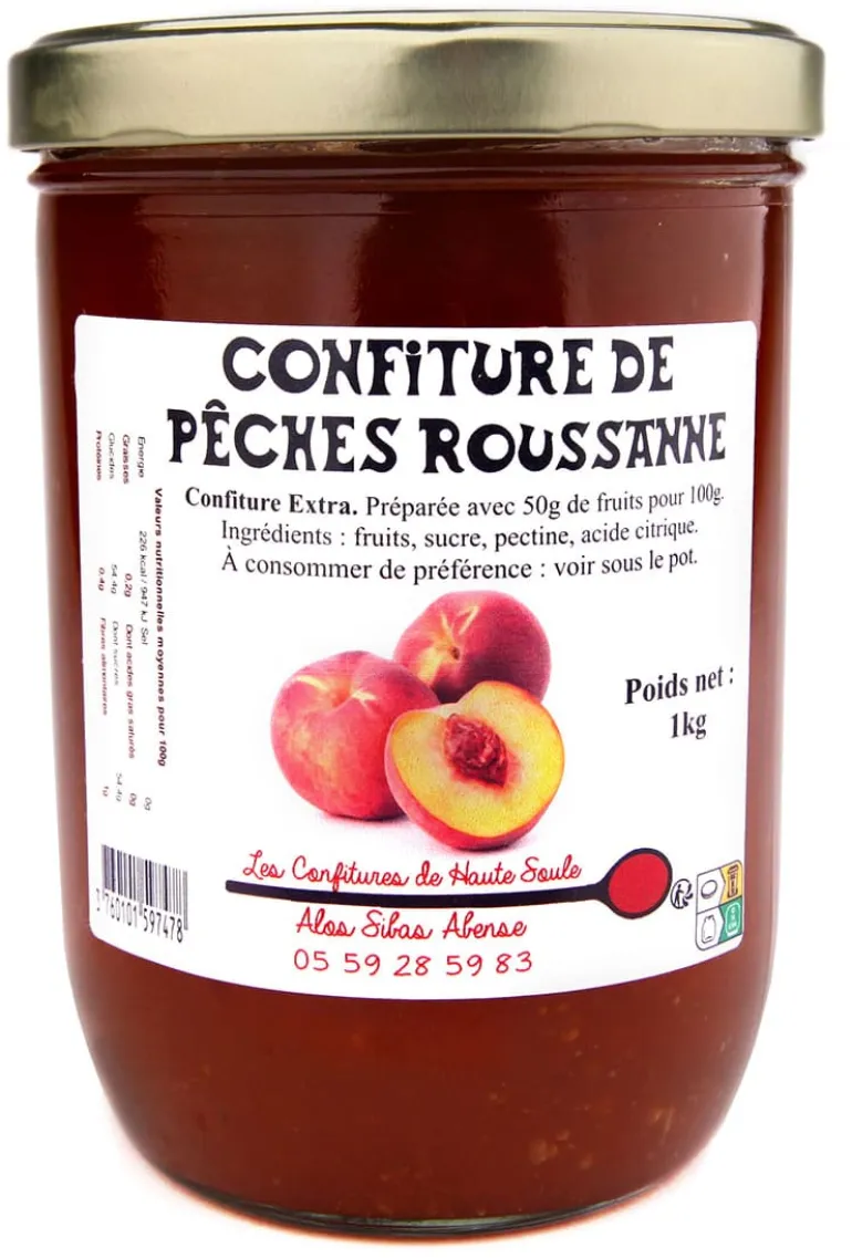 Confiture de pêche Roussanne 1 kg Confitures de Haute Soule