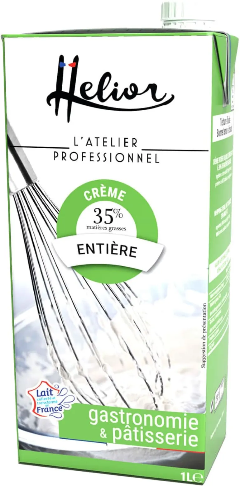 Crème entière liquide professionnelle 35% pour pâtisserie 1 litre