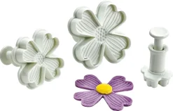 Emporte-piece fleur 4 pétales à poussoir Lot de 3 Mallard Ferrière