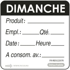 Etiquettes d'identification HACCP Dimanche