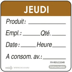 Etiquettes d'identification HACCP Jeudi