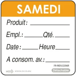 Etiquettes d'identification HACCP Samedi