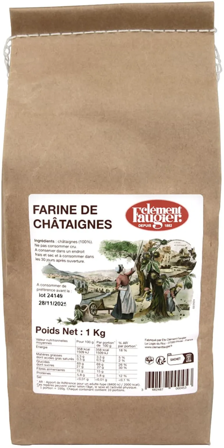 Farine de châtaigne 100% naturelle 1 kg Clément Faugier