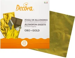 Feuille alu pour bonbon et chocolat (x 150) or 20 x 20 cm Decora