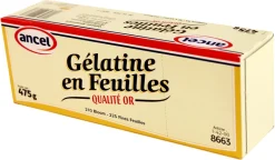 Feuilles de gélatine qualité or 210 bloom origine porcine 225 feuilles Ancel