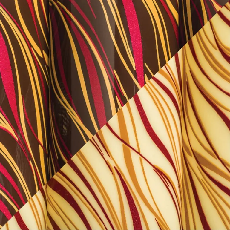 Feuille transfert chocolat Ondulés pourpre Lot de 10 feuilles Décors et Créations