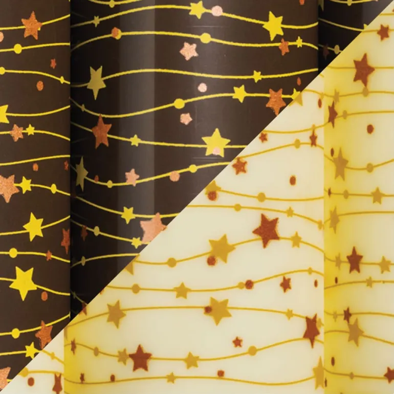 Feuille transfert chocolat Étoiles sur traits Lot de 10 feuilles Décors et Créations