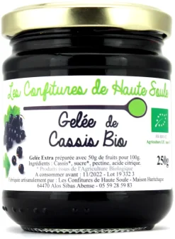 Gelée de cassis Bio 250 g Confitures de Haute Soule