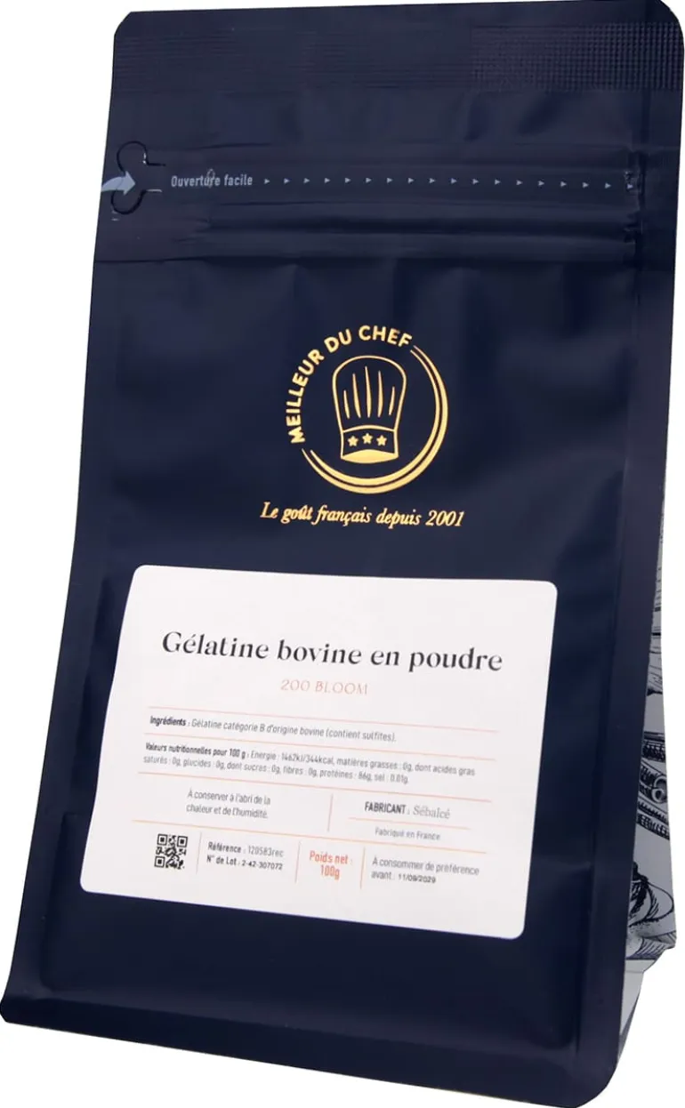 Gélatine en poudre 200 bloom origine bovine 100 g Sébalcé