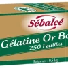 Gélatine Or origine bovine certifiée Halal 250 feuilles Sébalcé