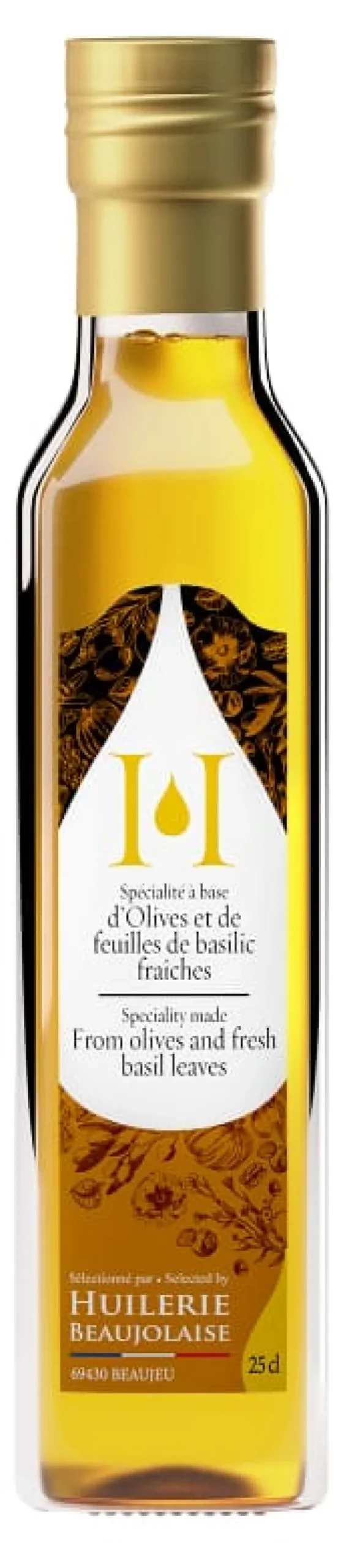 Huile d'olive au basilic 25 cl Huilerie Beaujolaise