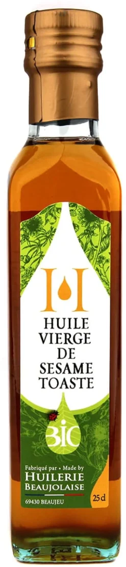 Huile vierge de sésame toasté Bio 25 cl Huilerie Beaujolaise