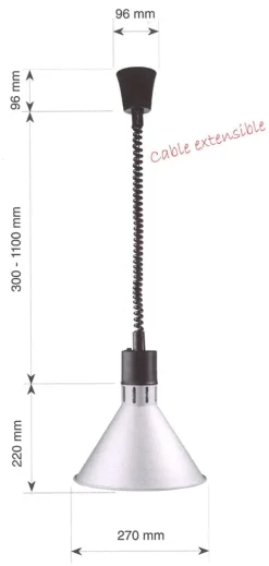 Lampe chauffante extensible finition cuivrée Lacor