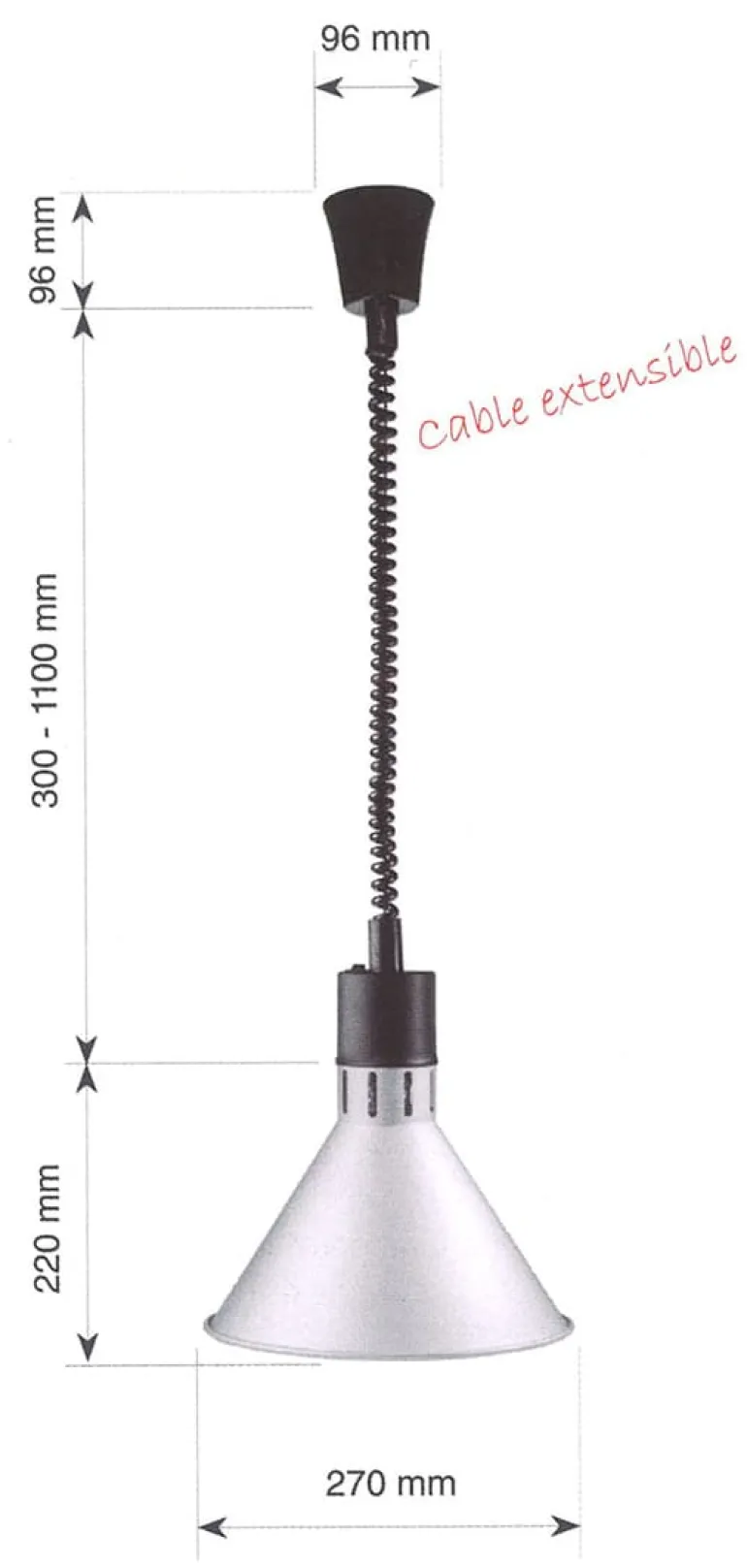 Lampe chauffante extensible finition sablée Lacor