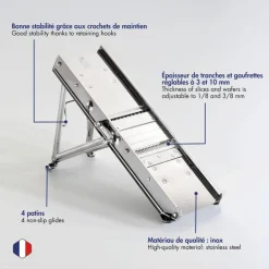 Mandoline coupe légumes professionnel 38 lames (3 et 10 mm) Tellier (Bron Coucke)