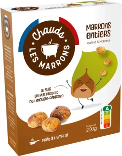 Marrons entiers sous vide cuits à la vapeur 200 g Chauds les marrons