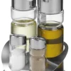 Ménagère inox 4 pièces poivre, sel, huile, vinaigre