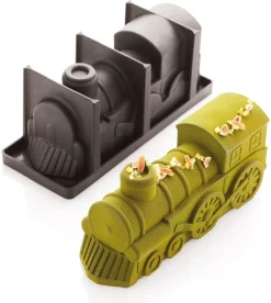 Moule à bûche silicone Locomotive de Noël 25 x 8 cm Pavoni