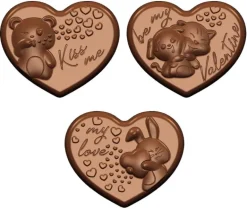 Moule chocolat 18 coeurs avec animaux