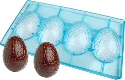 Moule chocolat demi-oeuf craquelé 4 empreintes